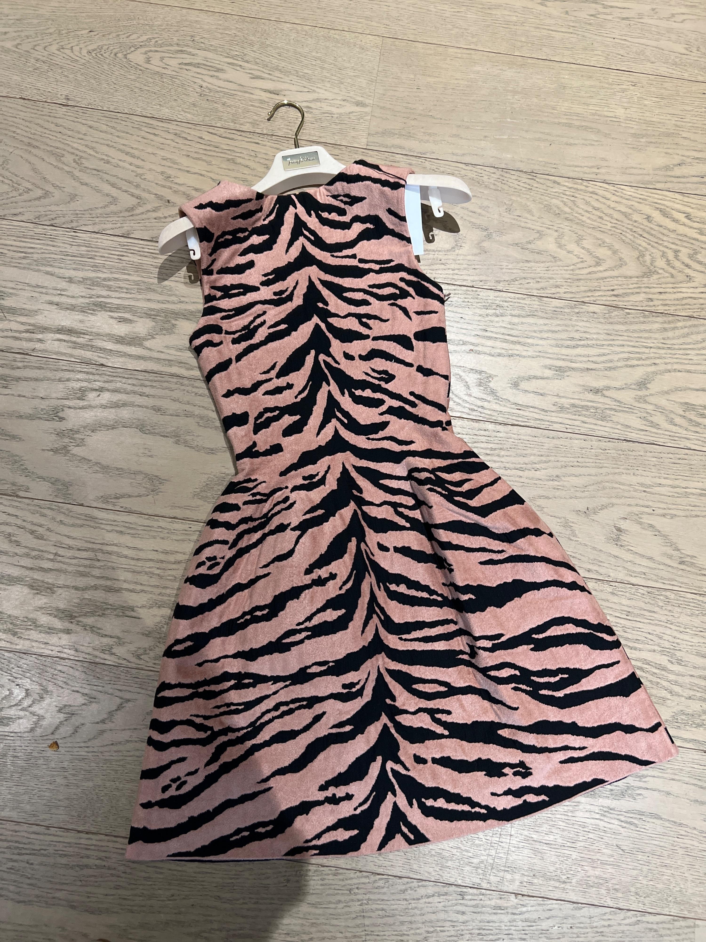 tiger print intarsia knit skater dress