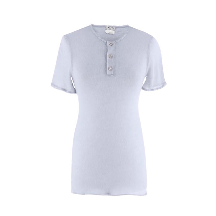 Chanel Lilac-Grey Sheer Cashmere Blend Knit Top