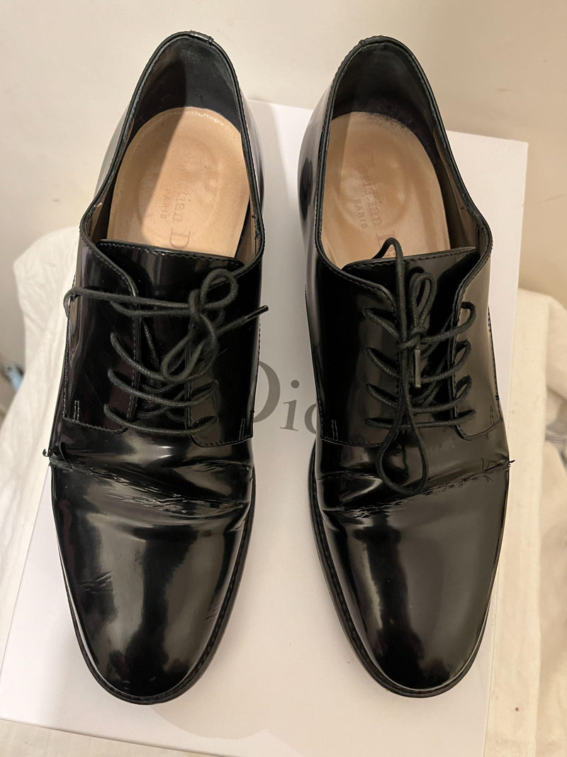Brushed Calfskin Black Derby Shoes