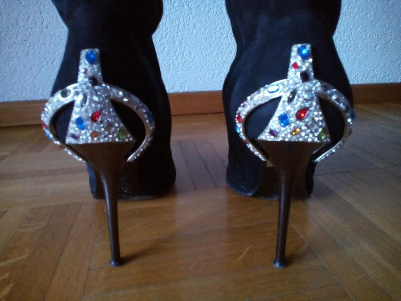 Gianmarco Lorenzi Suede Crystal Embellished Boots