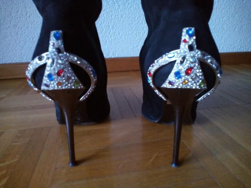 Gianmarco Lorenzi Suede Crystal Embellished Boots