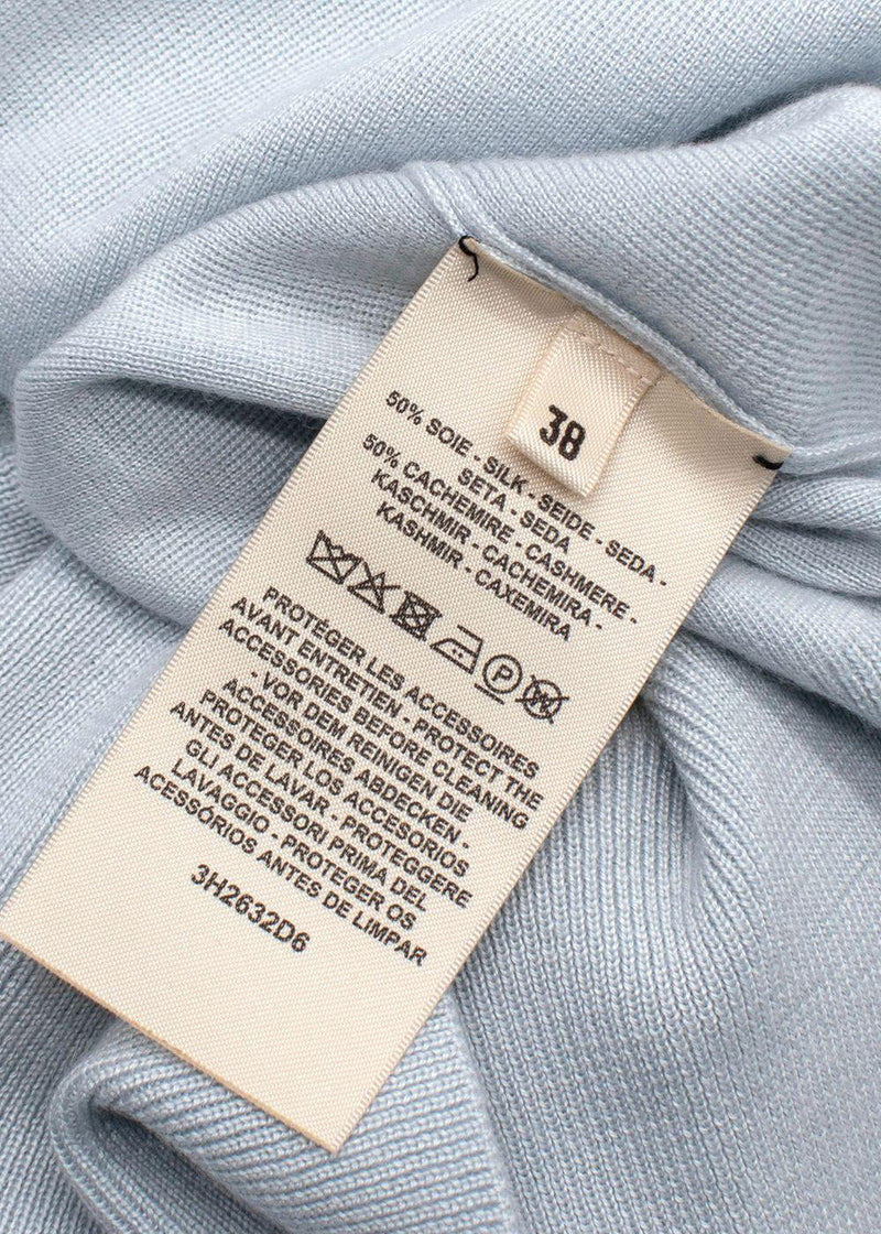 Hermès Pale Blue Silk and Cashmere Blend Knit Sweater
