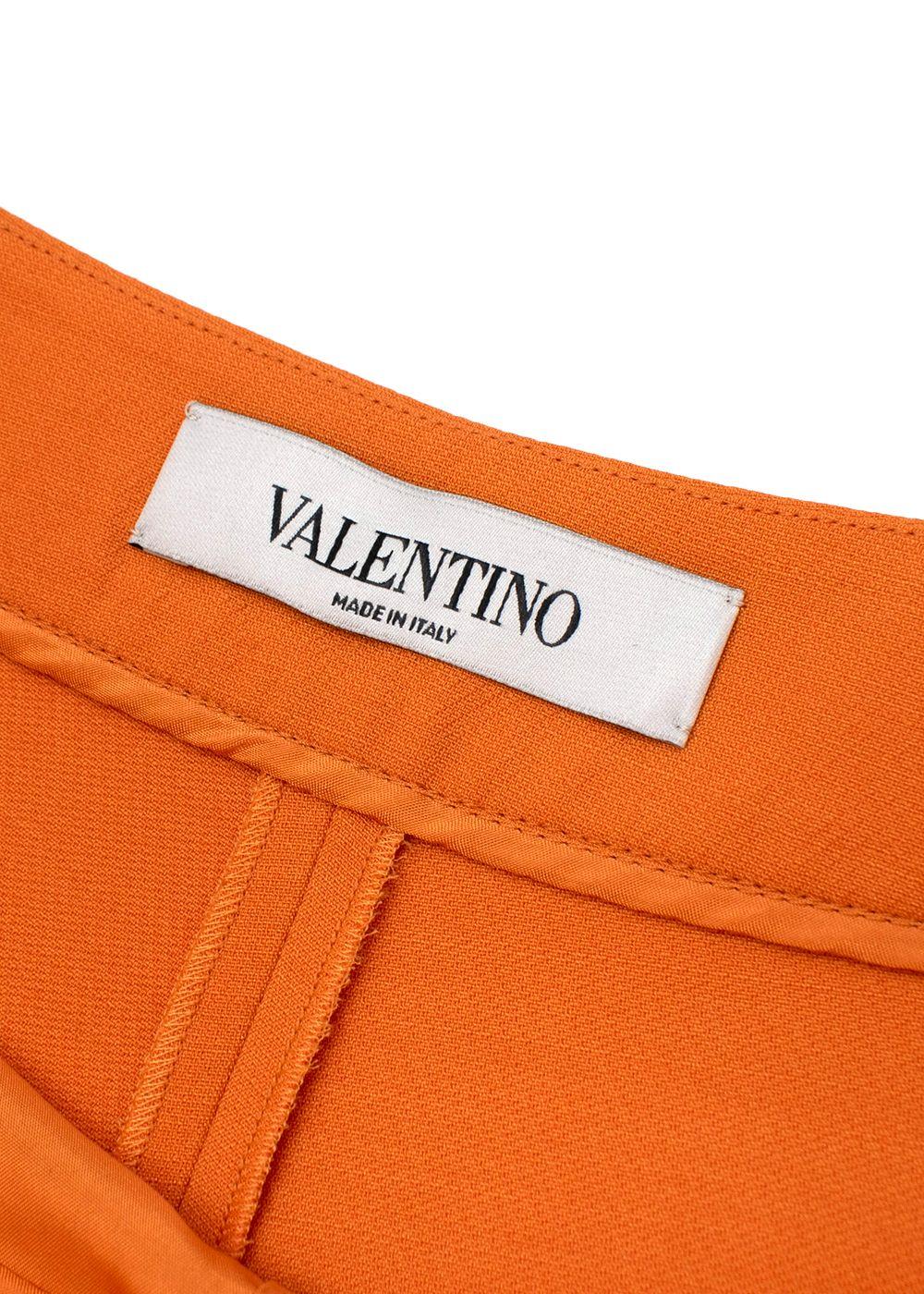 Valentino Orange Wool & Silk V Logo Shorts