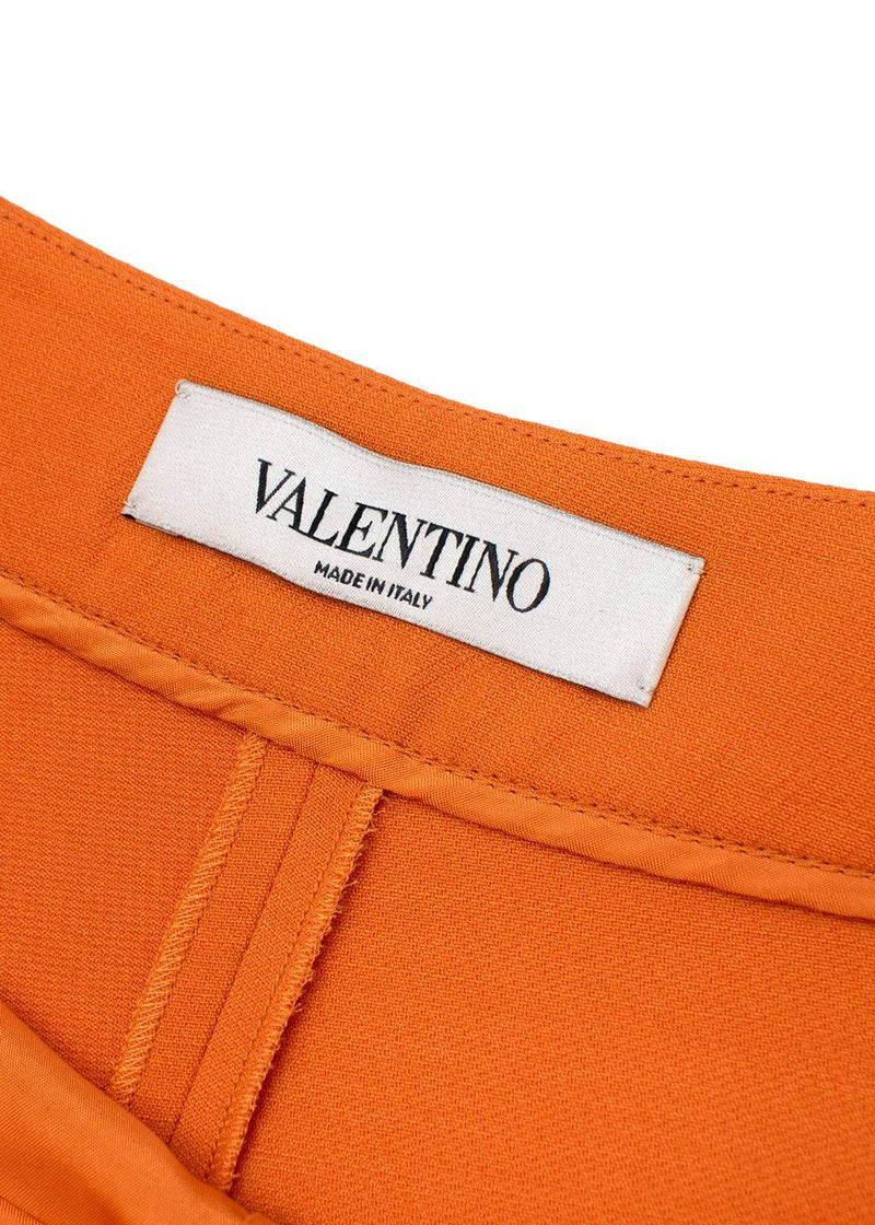 Valentino Orange Wool & Silk V Logo Shorts