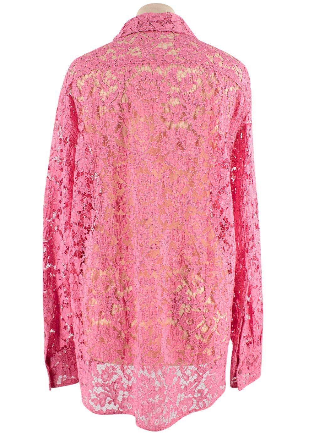Valentino Bubblegum Pink Floral Lace Shirt