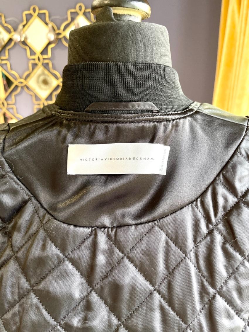 Victoria Victoria Beckham Black Satin Longline Bomber Jacket