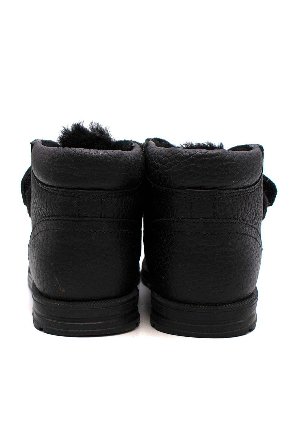 Black leather velcro strap boots