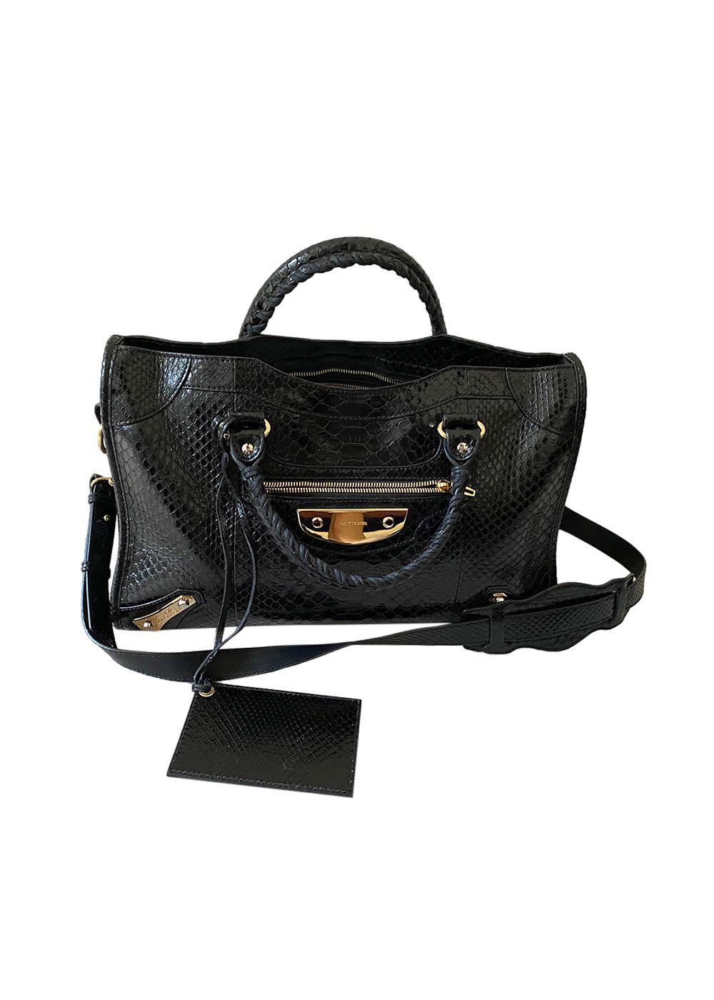 Black Snake Embossed City Bag