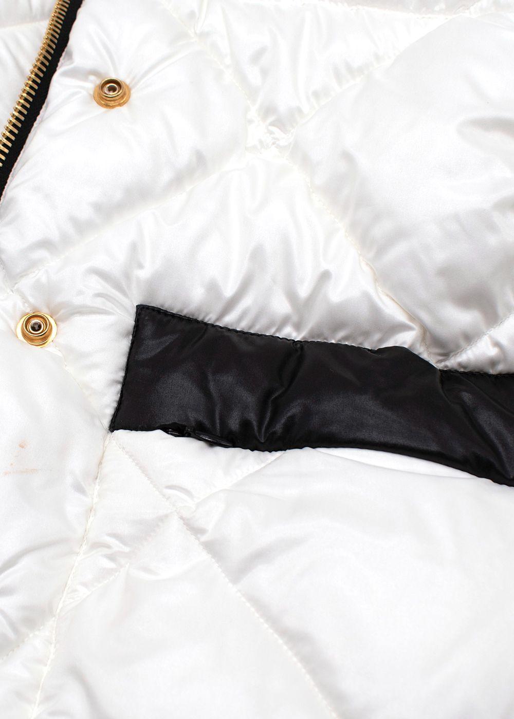 Balmain Black and White Belted Puffer Jacket