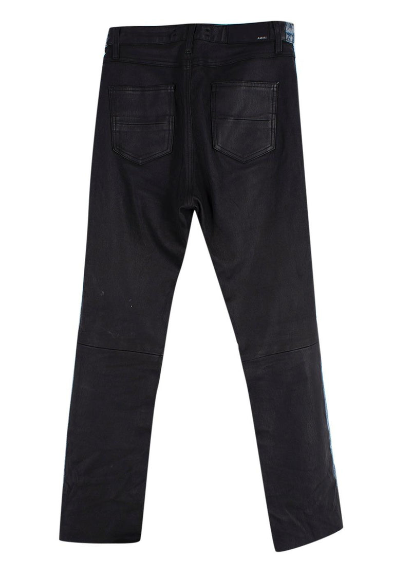 Combo Black Leather & Distressed Denim Jeans