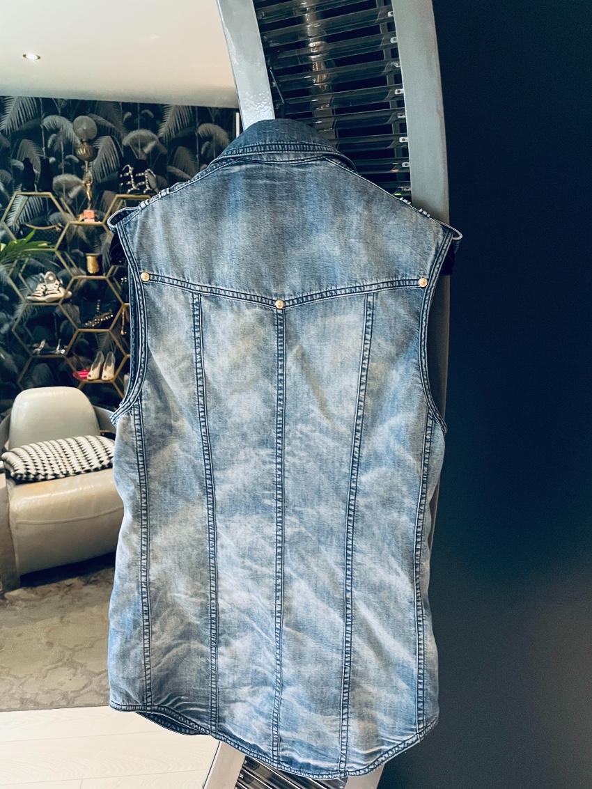 Balmain Faded Wash Military Denim Vest