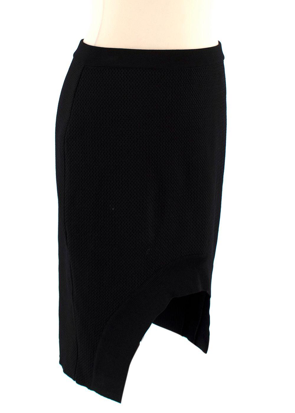 Black Textured Knit Curved Hem Mini Skirt