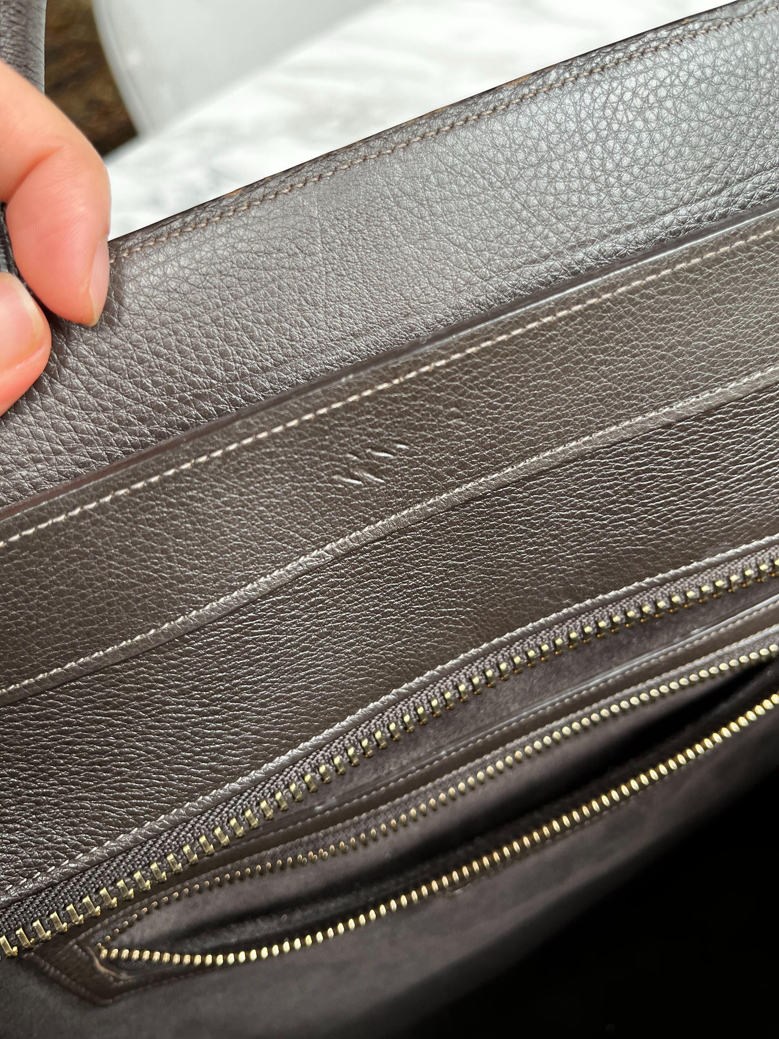 Brown Grained Calfskin Mini Luggage Bag