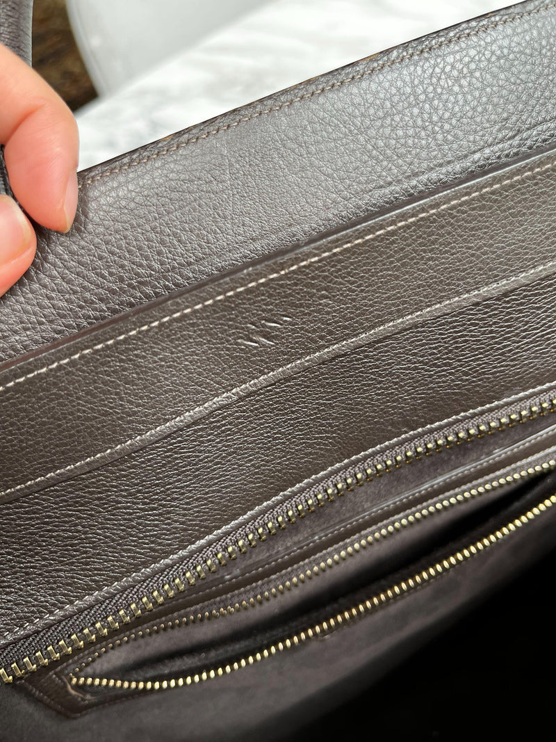 Brown Grained Calfskin Mini Luggage Bag
