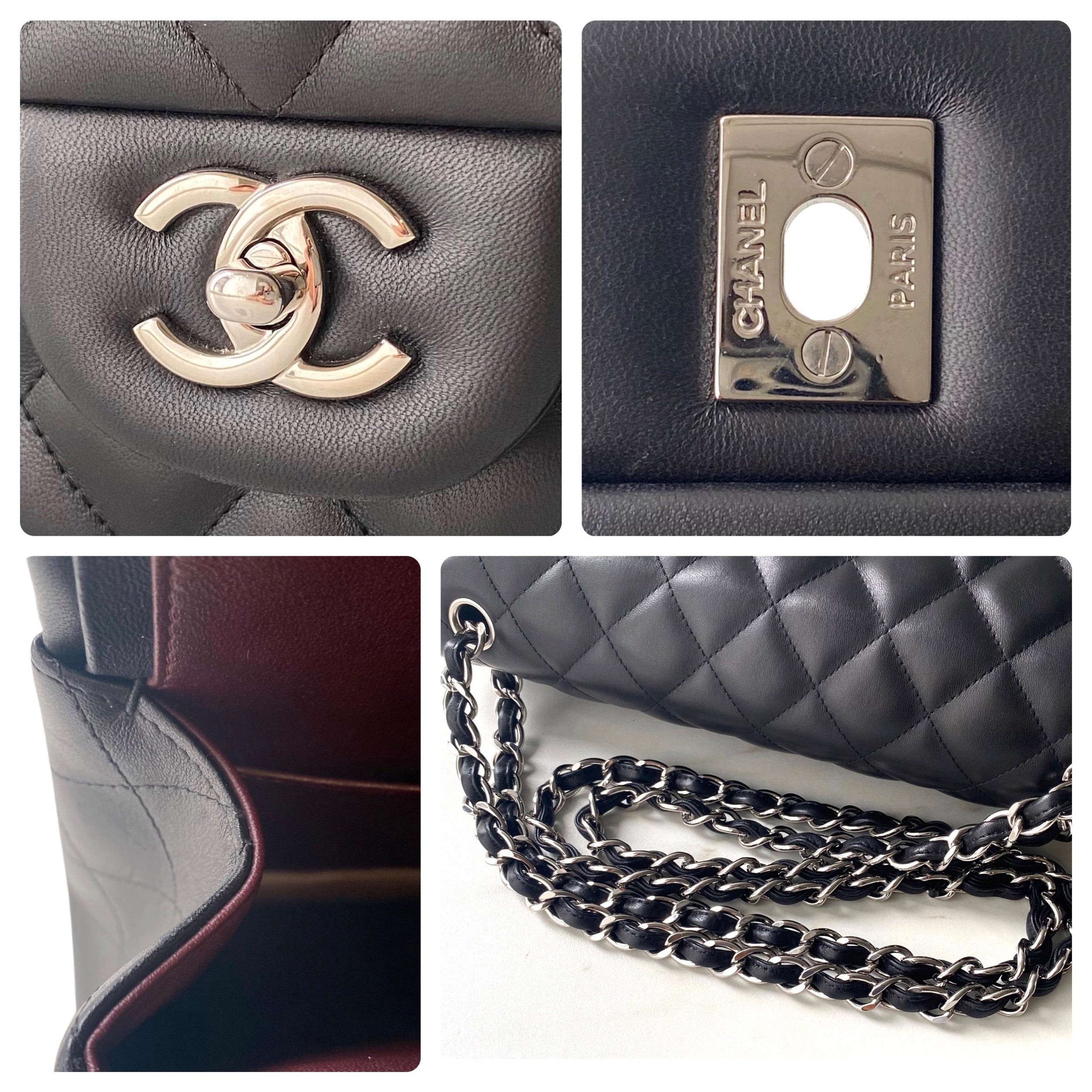 Black Lambskin Jumbo Double Flap Bag