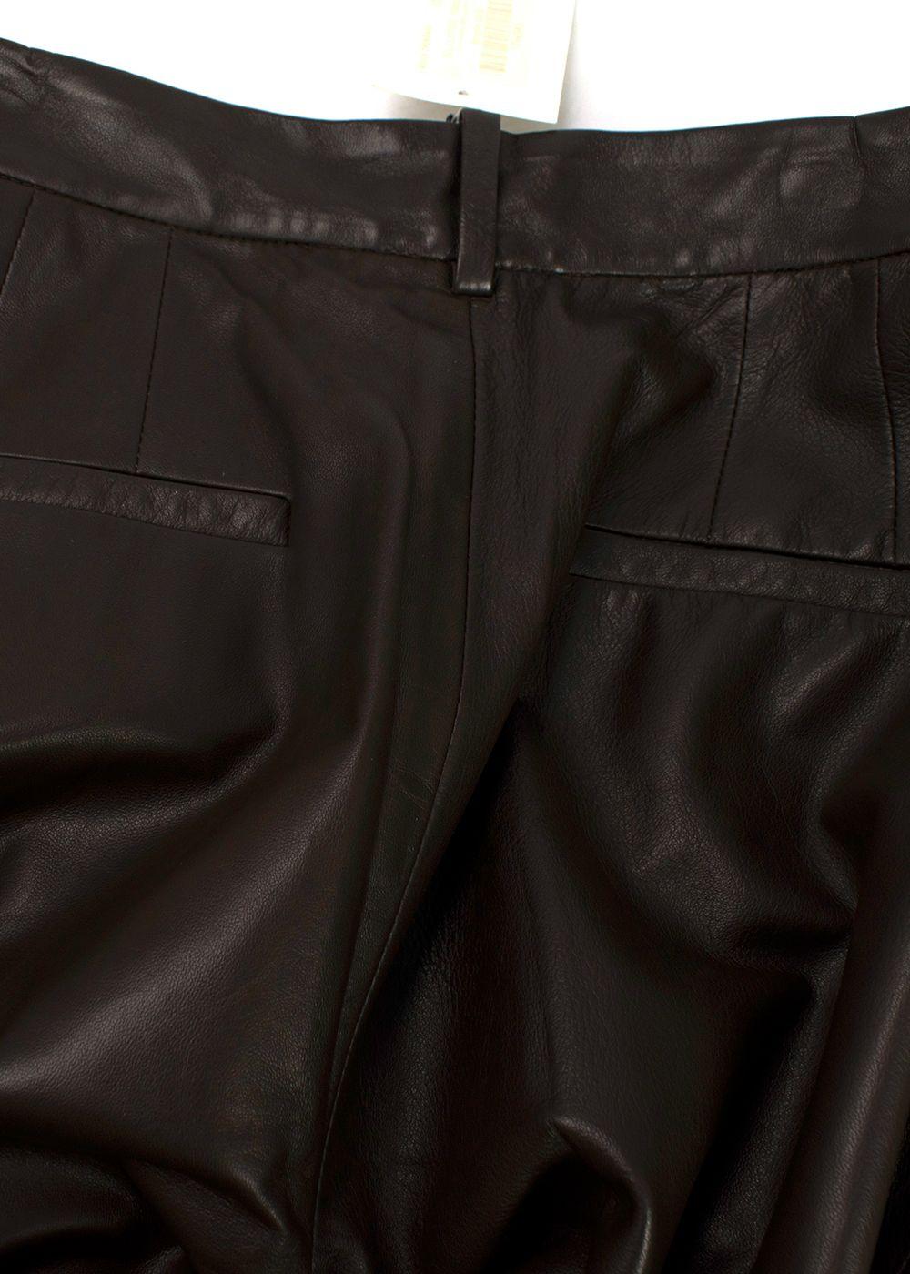 Nili Lotan Chocolate Brown Nico  Wide Leg Leather Trousers