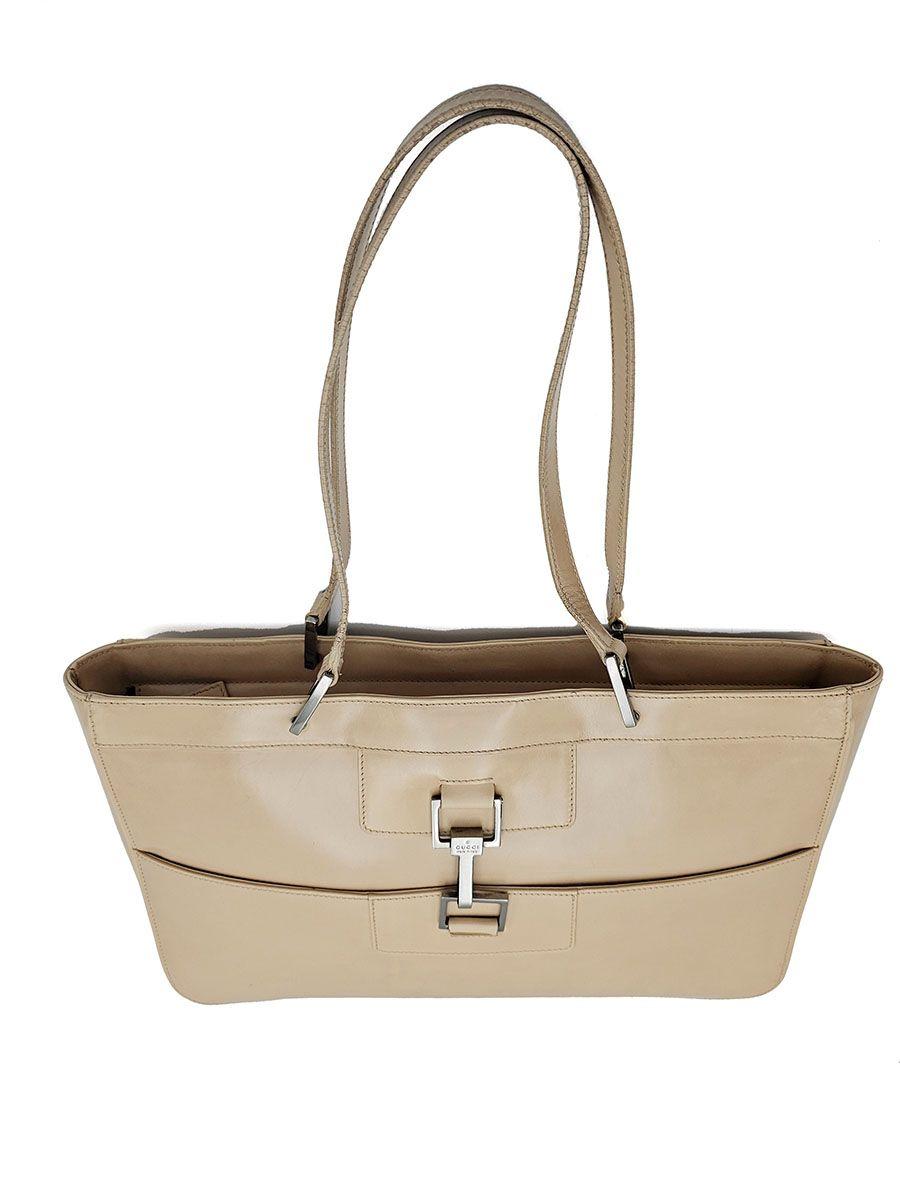 Vintage Jackie Beige Patent Leather Shoulder Bag