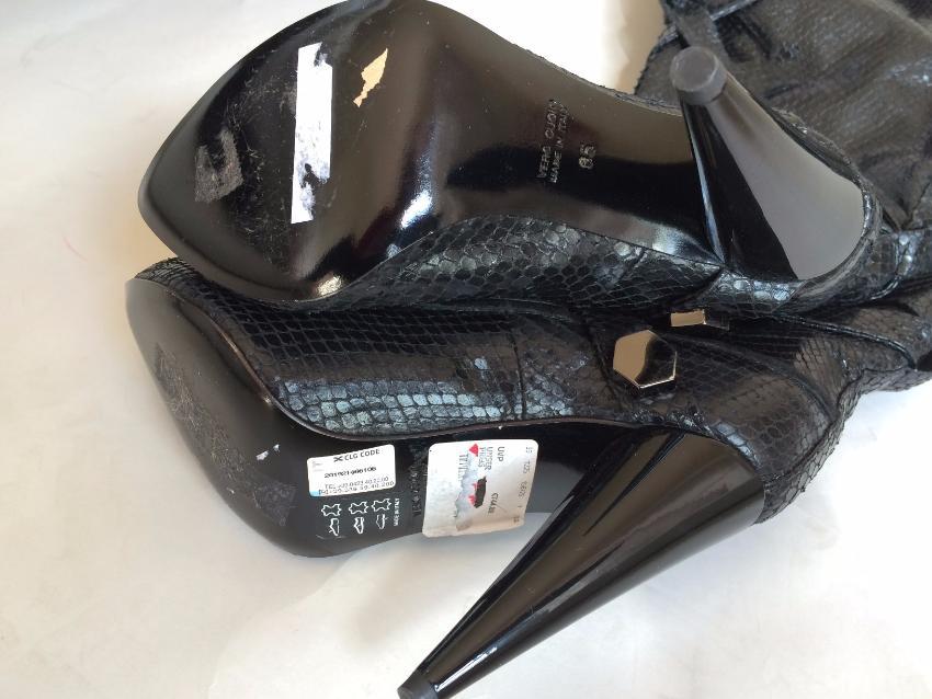 GALLIANO Black Python Leather Thigh High Boots