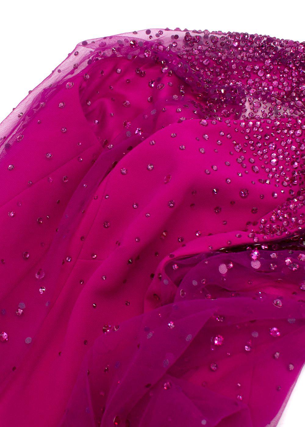 Jenny Packham Hot Pink Limelight Crystal Embellished Gown
