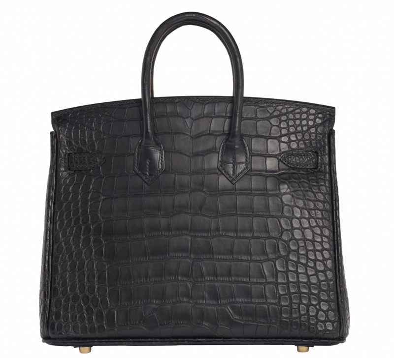 Matte Noir Sellier Mississippiensis Alligator 25cms Birkin with  Gold Hardware
