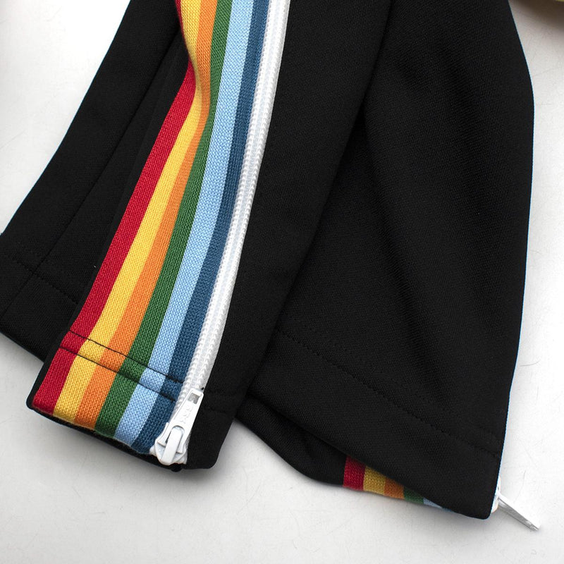 Palm Angels Black Rainbow Side Straps Track Pants