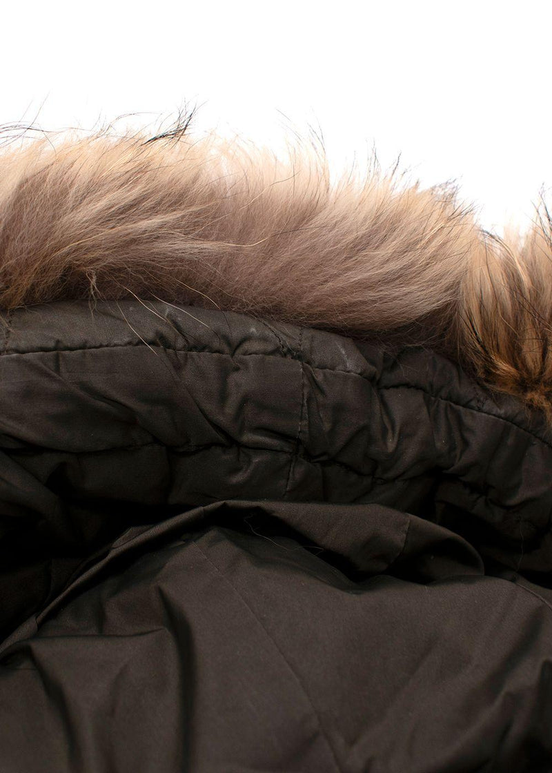 Moncler  Khaki Phalangere Coat with Racoon Fur Hood
