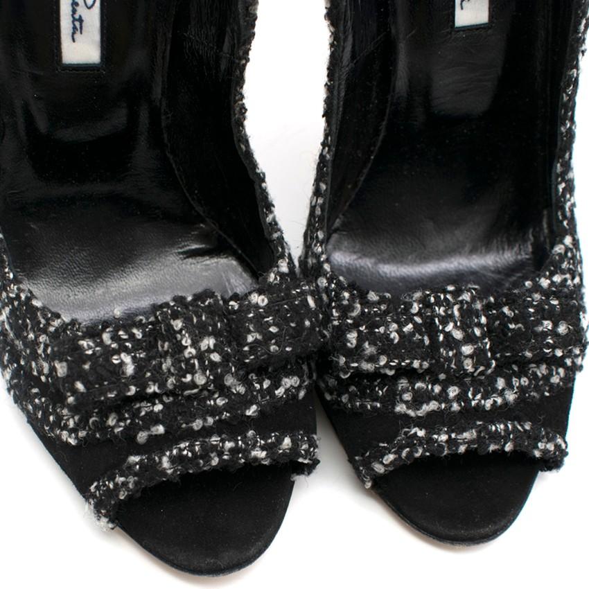 Oscar De La Renta Tweed Peep Toe Pin Heel Pumps