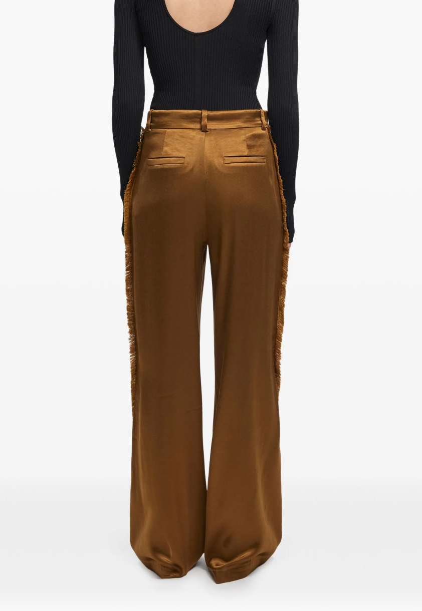 Aeron Gold Satin Straight-Leg Fjord Trousers