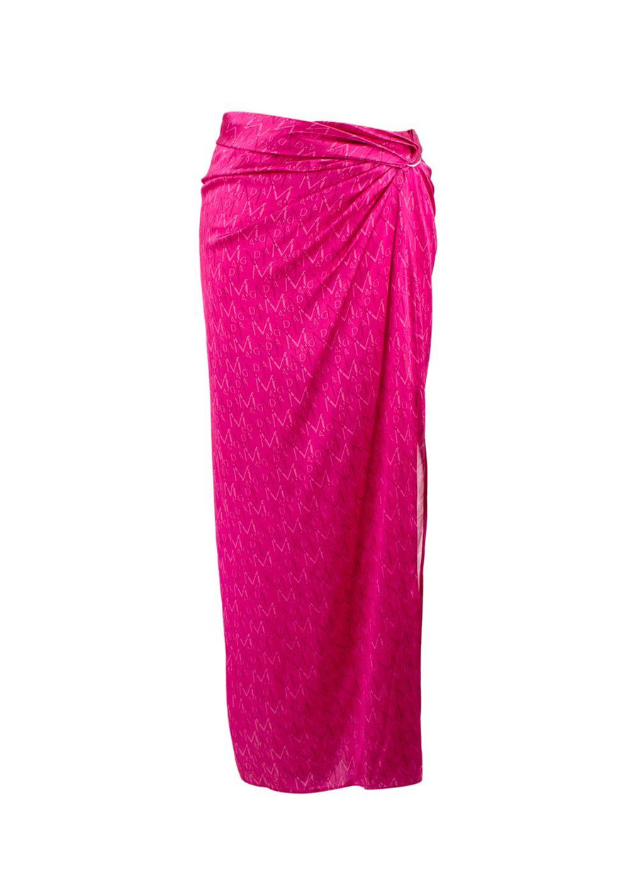 Magda Butrym Pink Monogram Silk Midi Skirt