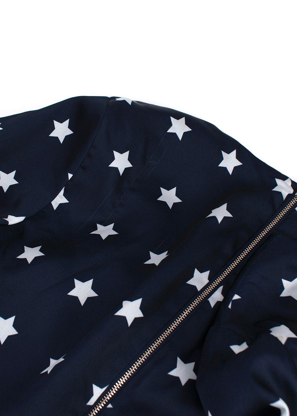 Self Portrait Navy Star Print Ruffle Mini Dress