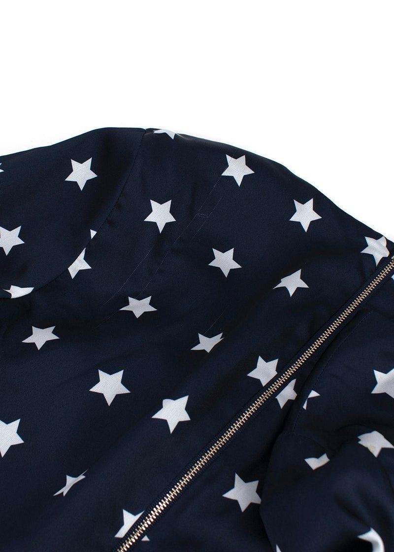 Self Portrait Navy Star Print Ruffle Mini Dress