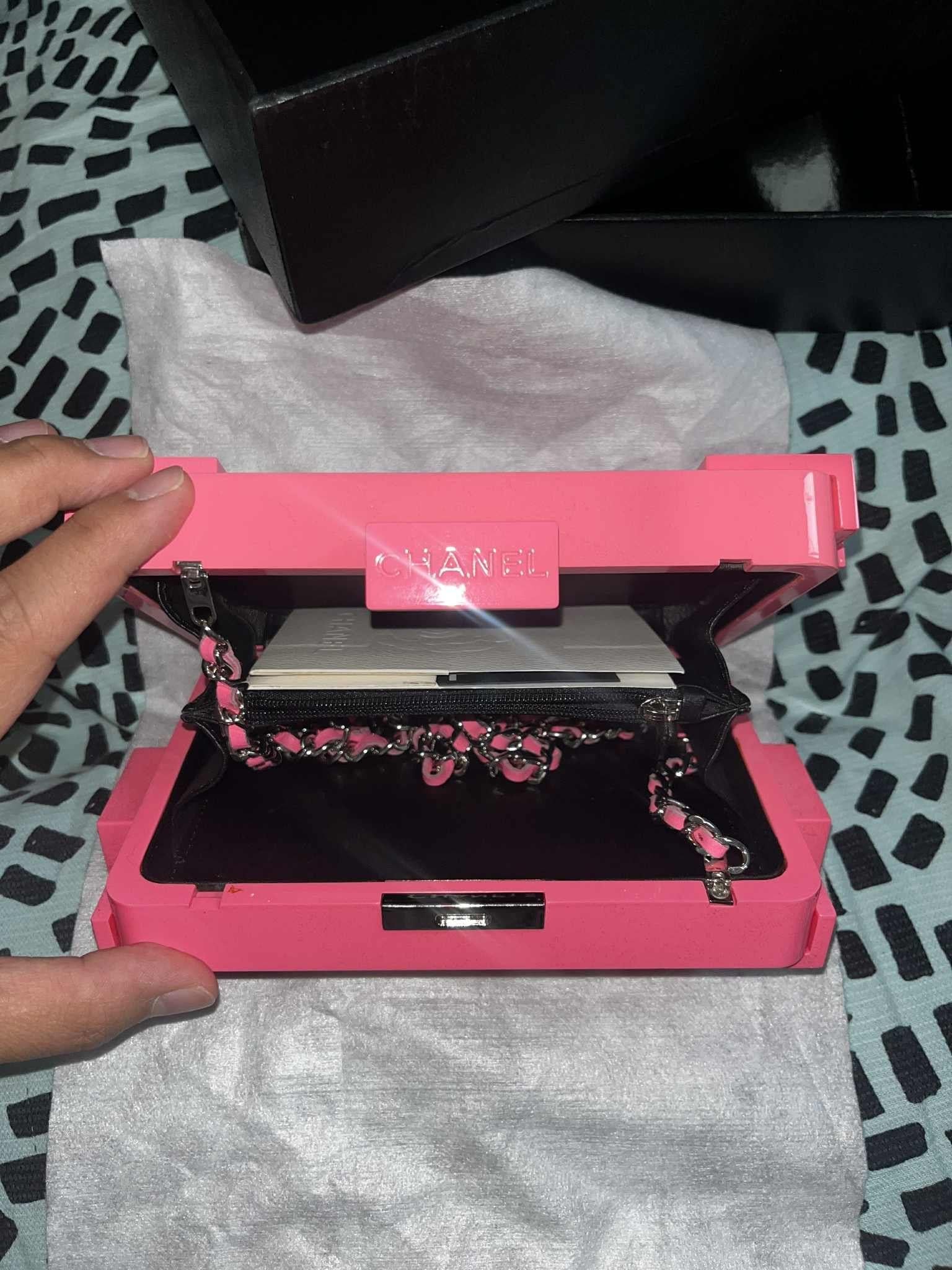 Chanel Pink Acrylic Lego Clutch on Chain
