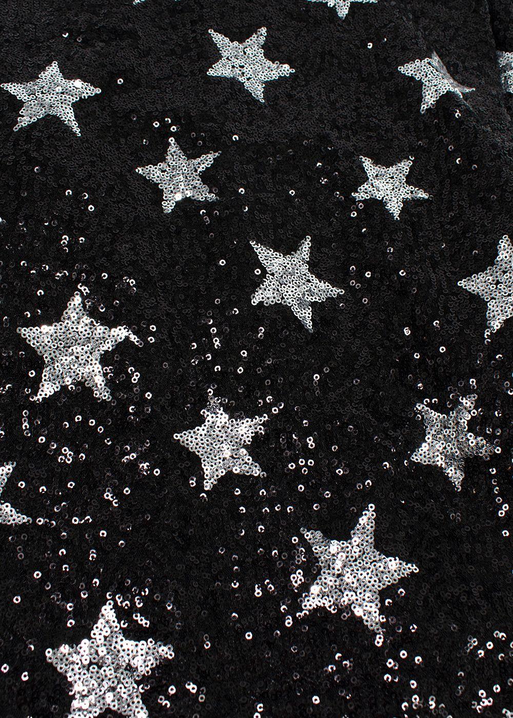 Ainea Black Star Sequin Cowl Neck Gown