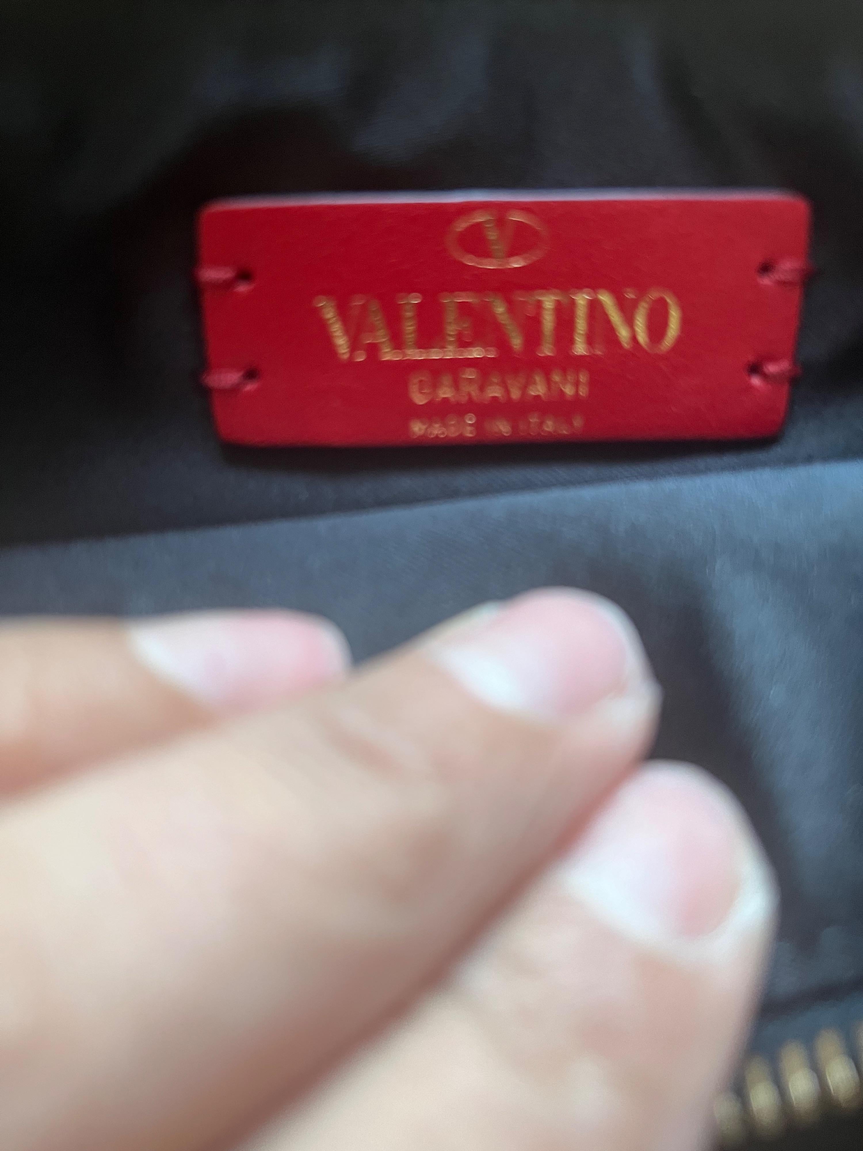 Valentino Black Leather V-Logo Clutch