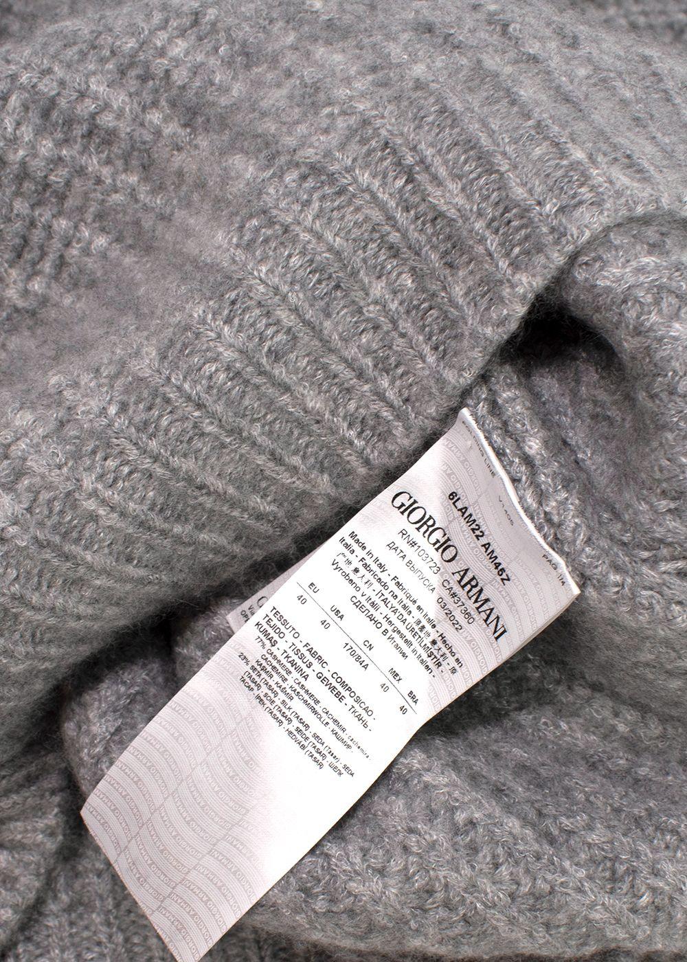 Giorgio Armani Grey Cashmere & Silk Mock-neck Jumper