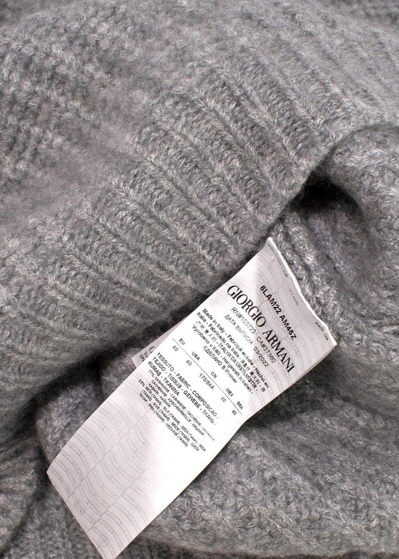 Giorgio Armani Grey Cashmere & Silk Mock-neck Jumper