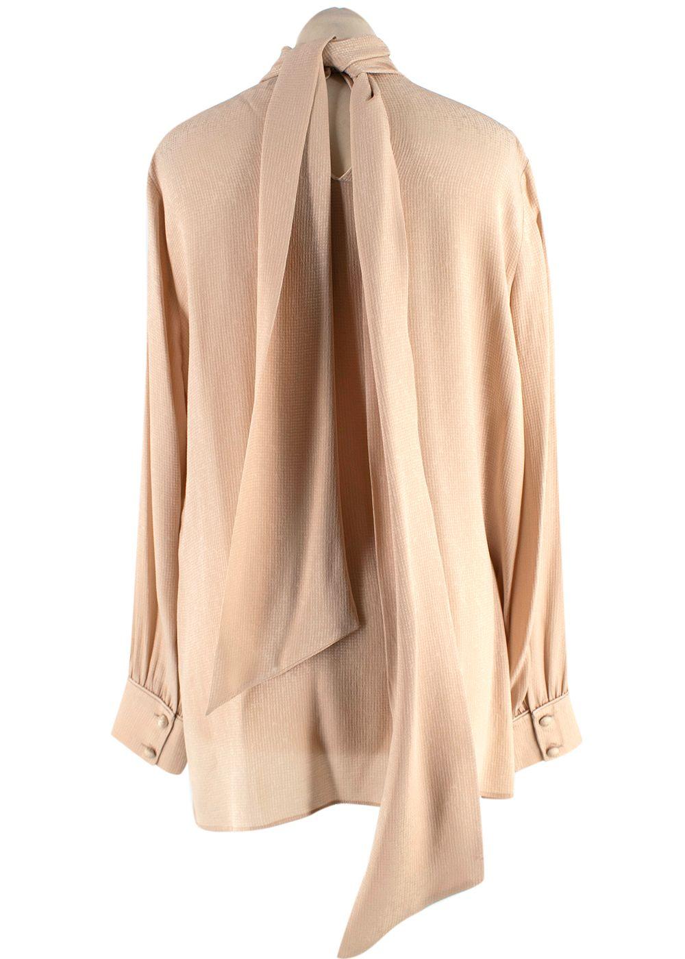 Fendi Golden Beige Blouse with Neck Tie