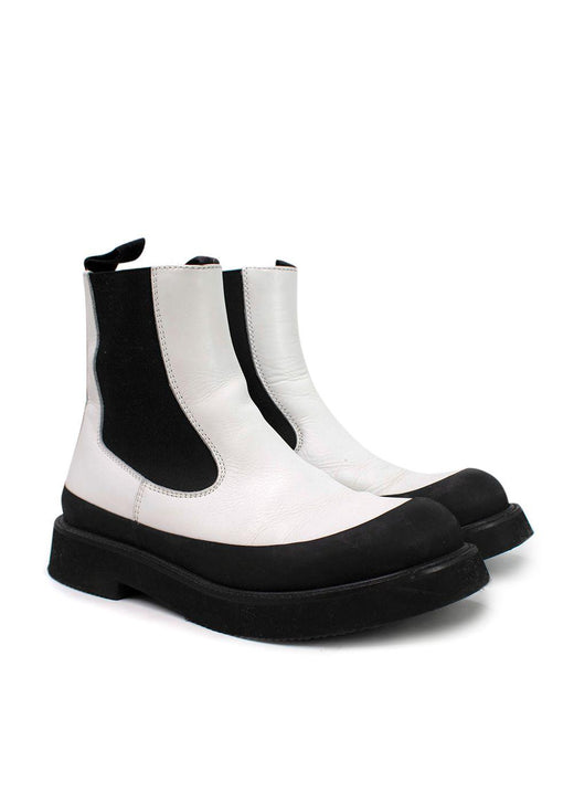 Celine White & Black Chelsea Ankle Boots