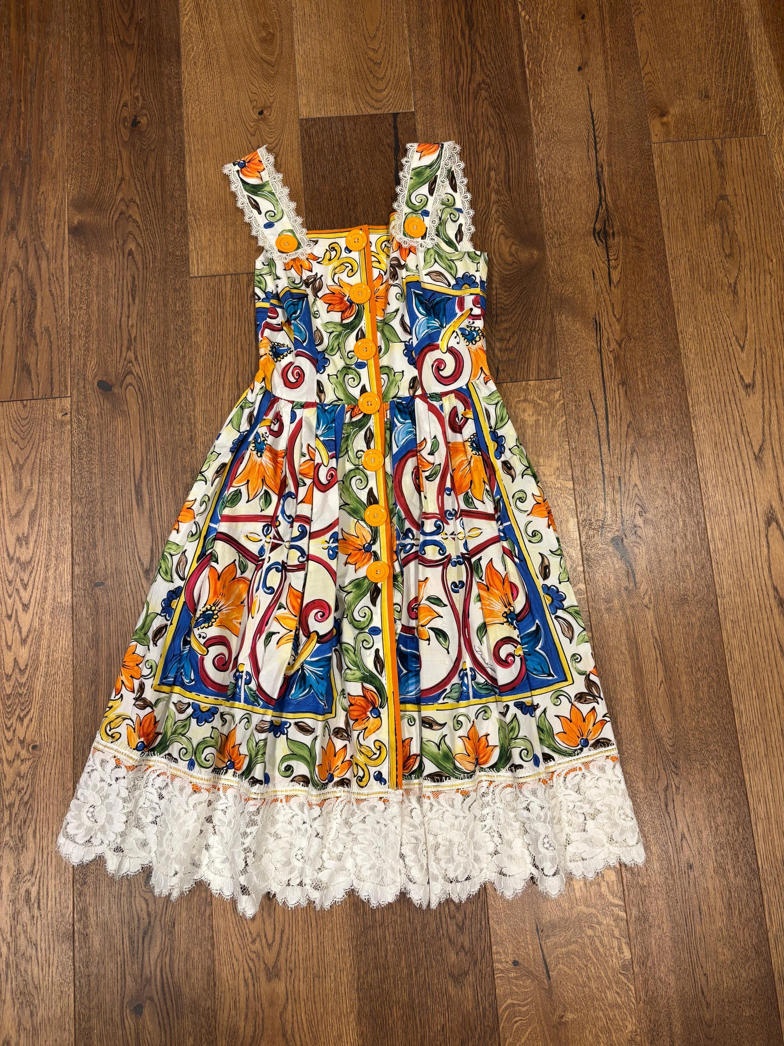 Dolce & Gabbana Majoilca Print Midi Dress