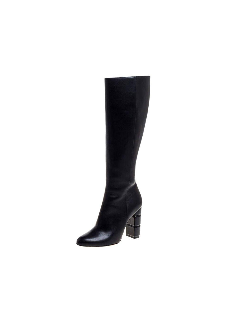 Black Leather Knee Boots