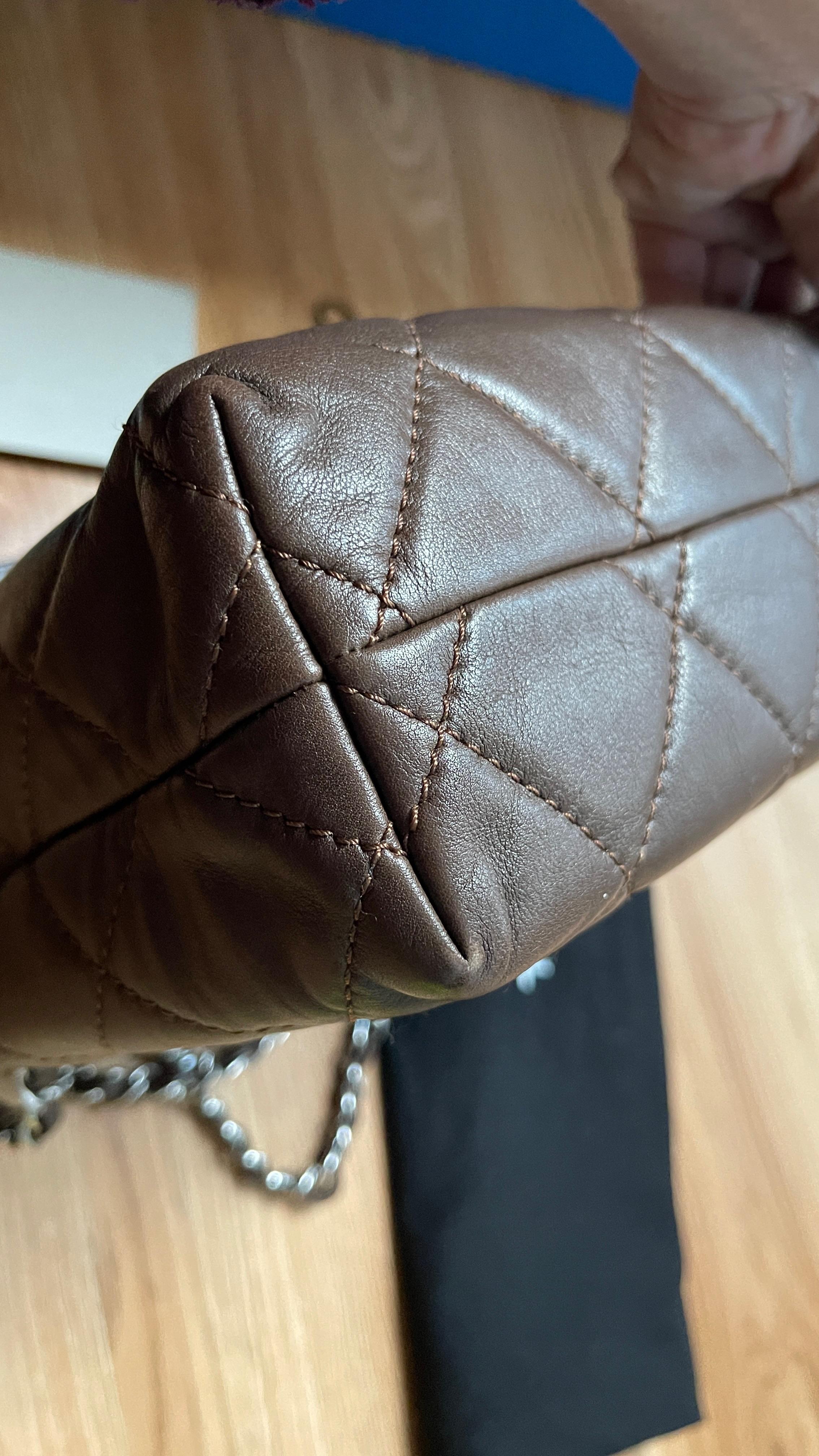 Brown Quilted Leather Business Shoulder Bag
