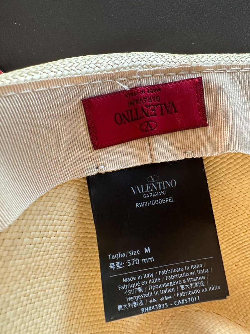Logo Silk Scarf Wrapped Straw Hat