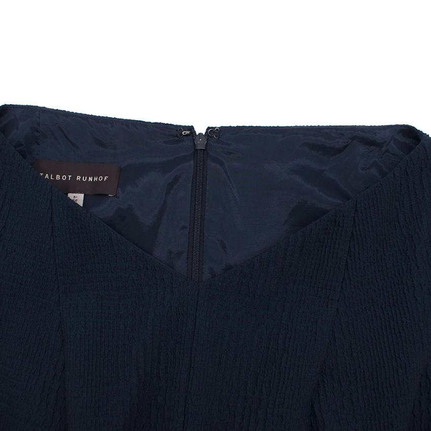Talbot Runhoff Navy Jacquard Sleeveless A-line dress