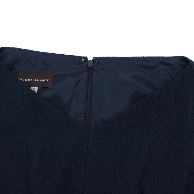 Talbot Runhoff Navy Jacquard Sleeveless A-line dress