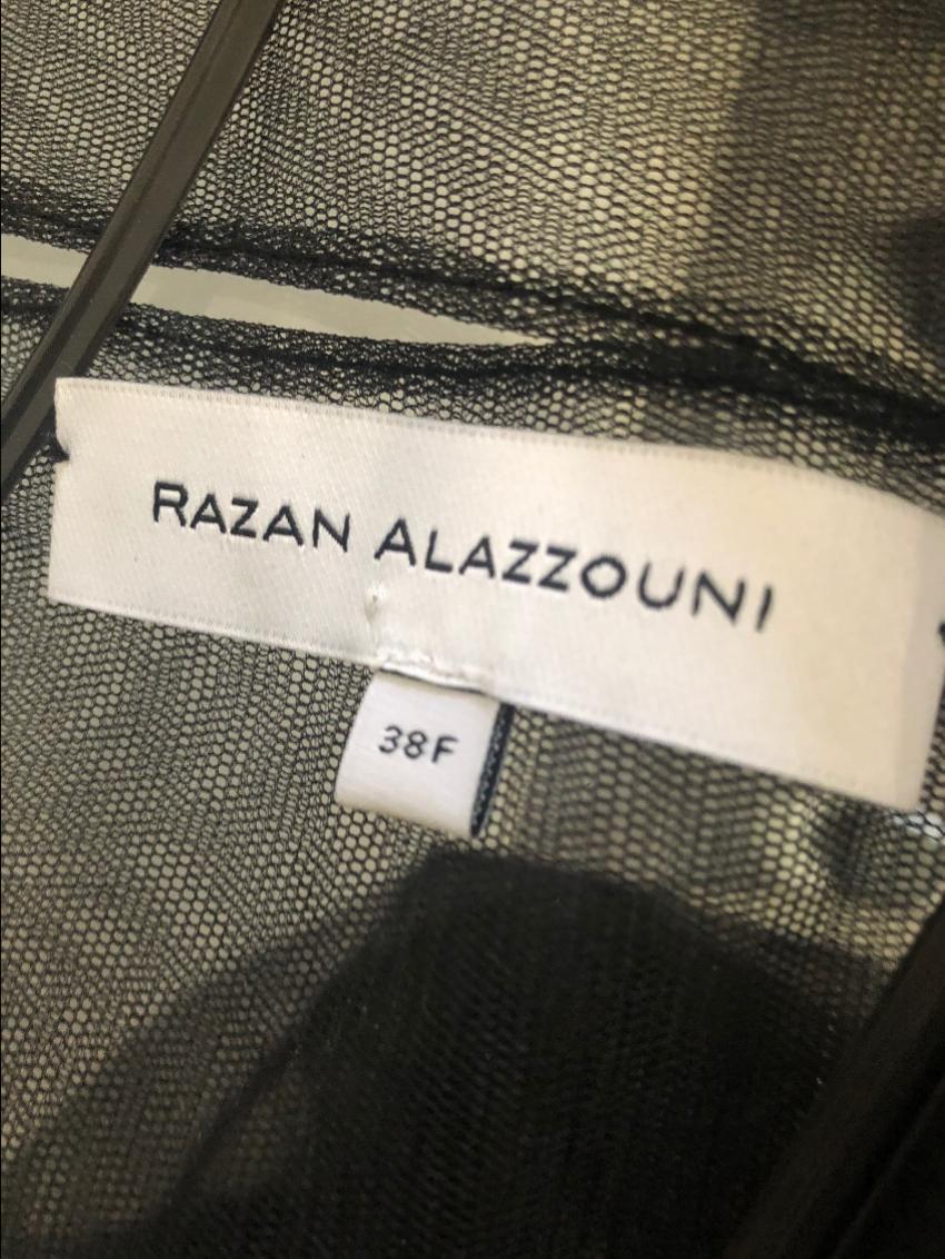 Razan AlazzouniBlack Chiffon Embellished Sheer Top