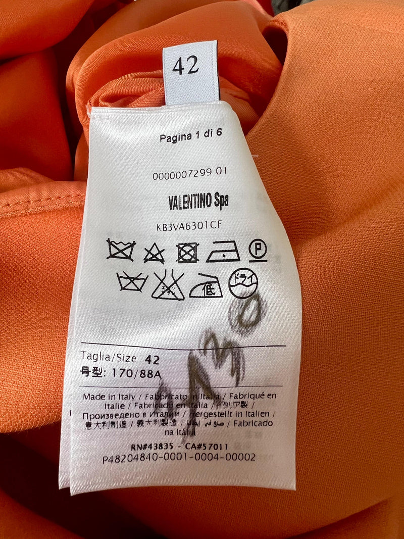 Valentino Orange Fluted Sleeve Mini Dress
