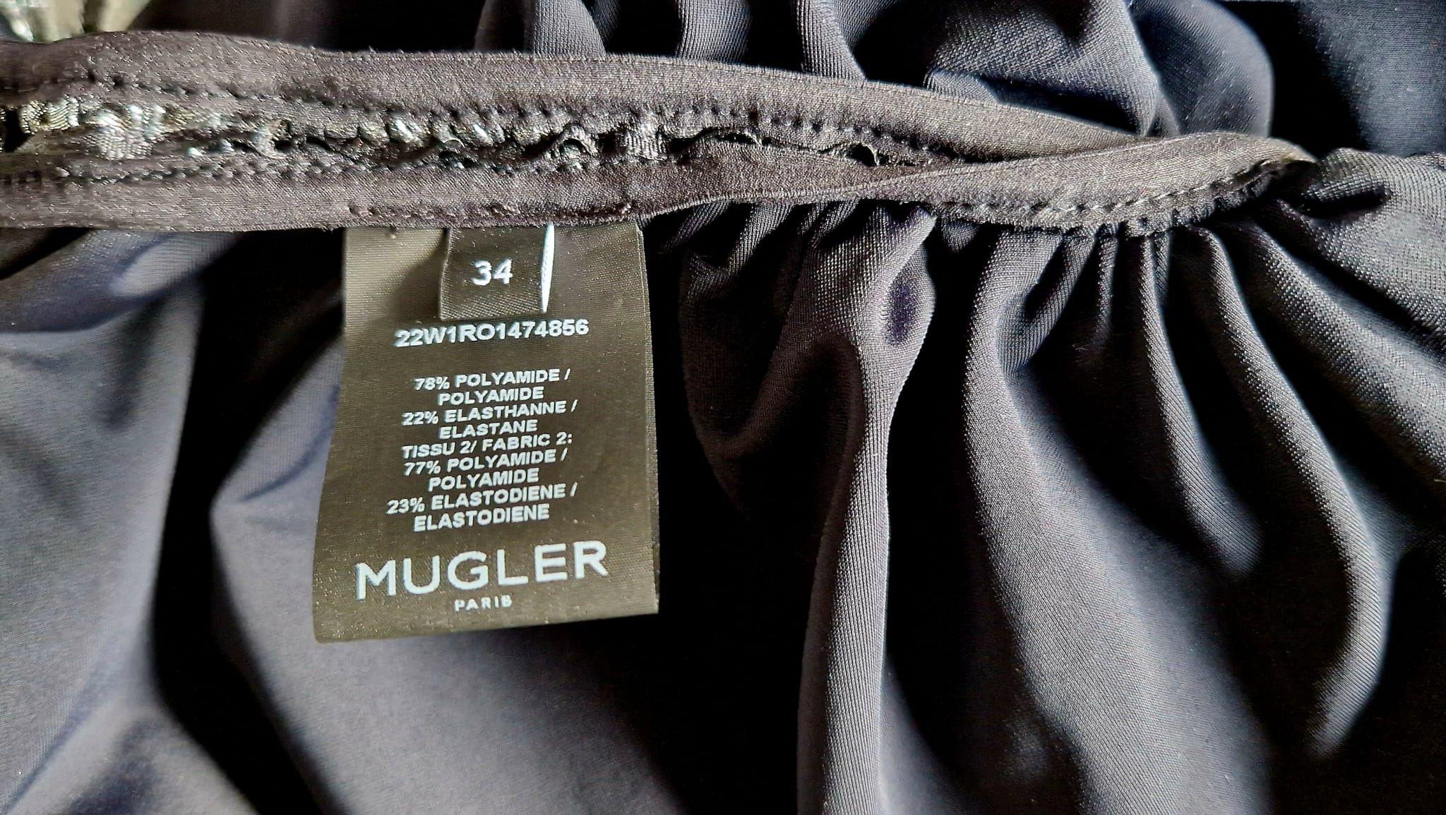 Mugler Metallic Impossible Neckline Mini Dress
