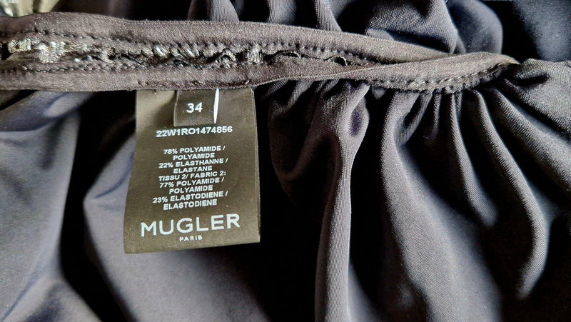Mugler Metallic Impossible Neckline Mini Dress
