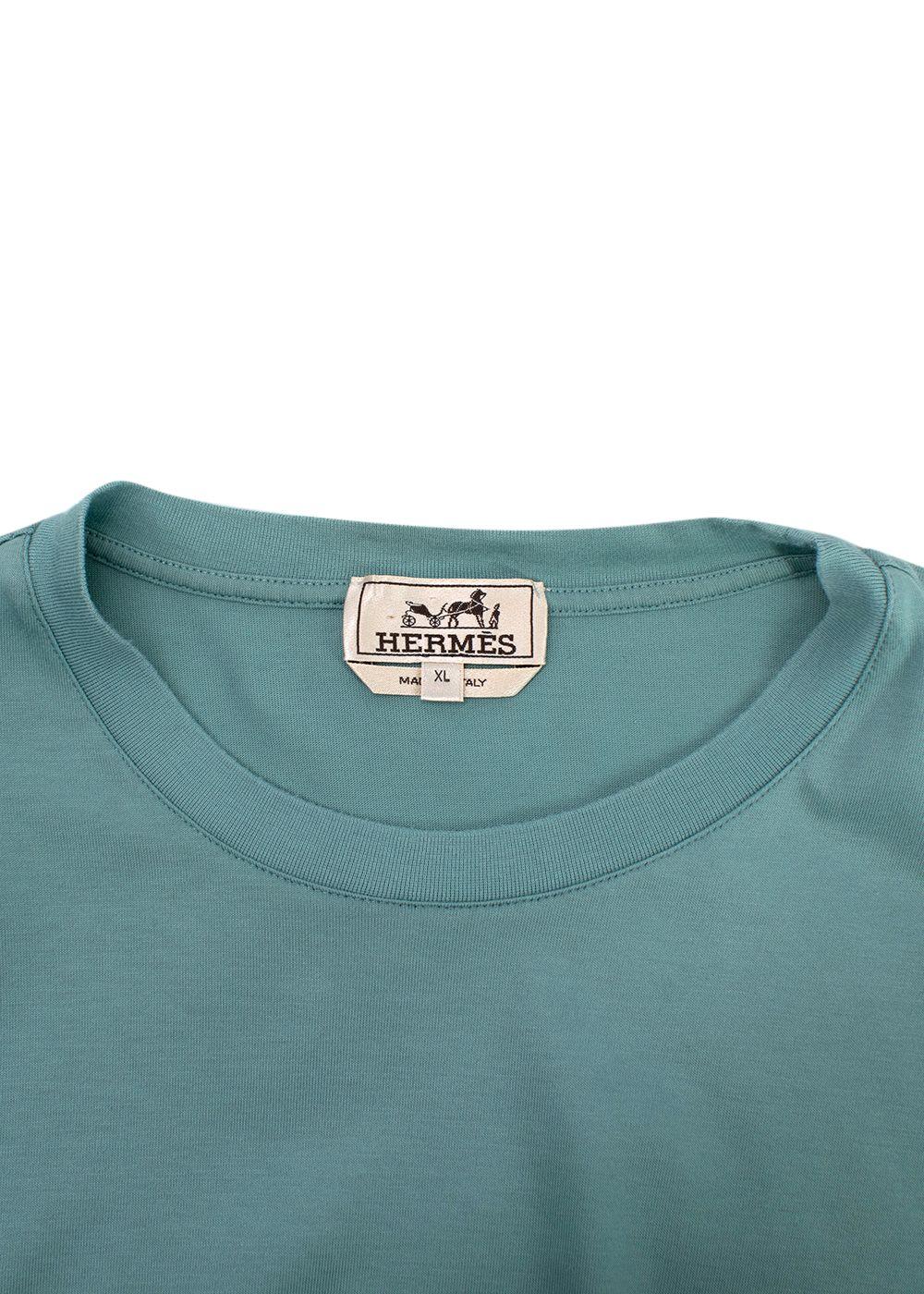 Hermes Teal Horse Print T-Shirt