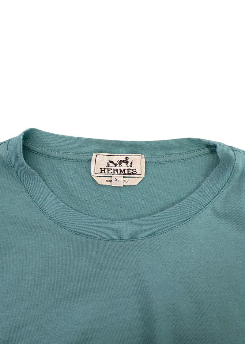 Hermes Teal Horse Print T-Shirt